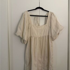 Free People Cream Mini Dress with Square Neckline